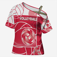 Custom Poland Volleyball Cross Shoulder Shirt Halftone Dot Style