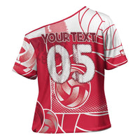 Custom Poland Volleyball Cross Shoulder Shirt Halftone Dot Style