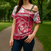 Custom Poland Volleyball Cross Shoulder Shirt Halftone Dot Style
