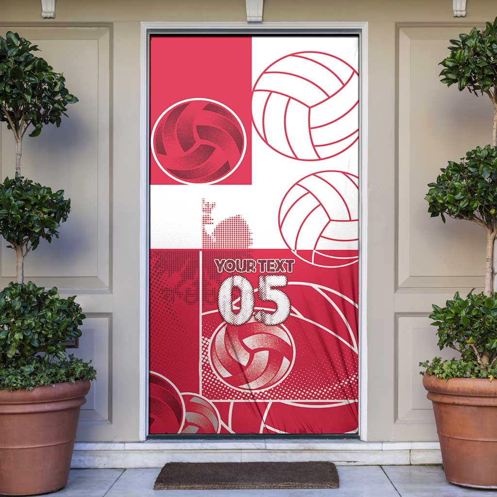 Custom Poland Volleyball Door Cover Halftone Dot Style