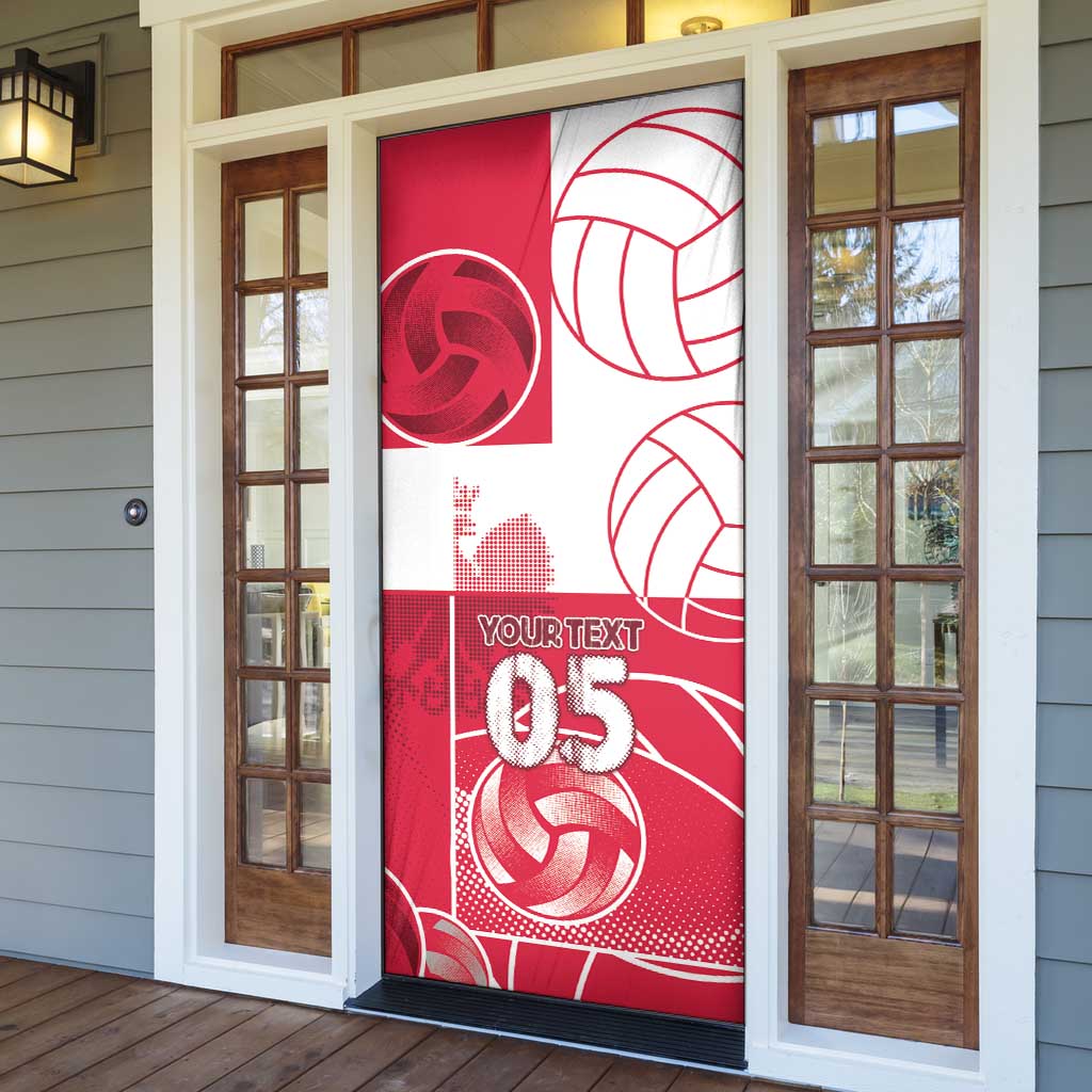 Custom Poland Volleyball Door Cover Halftone Dot Style