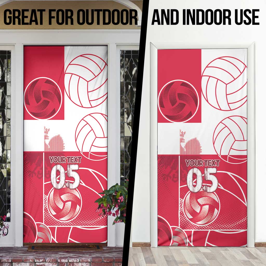 Custom Poland Volleyball Door Cover Halftone Dot Style