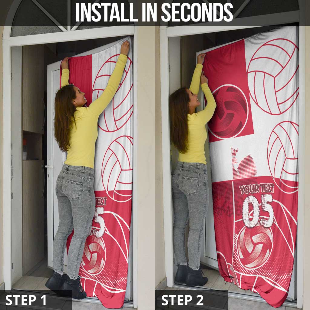 Custom Poland Volleyball Door Cover Halftone Dot Style