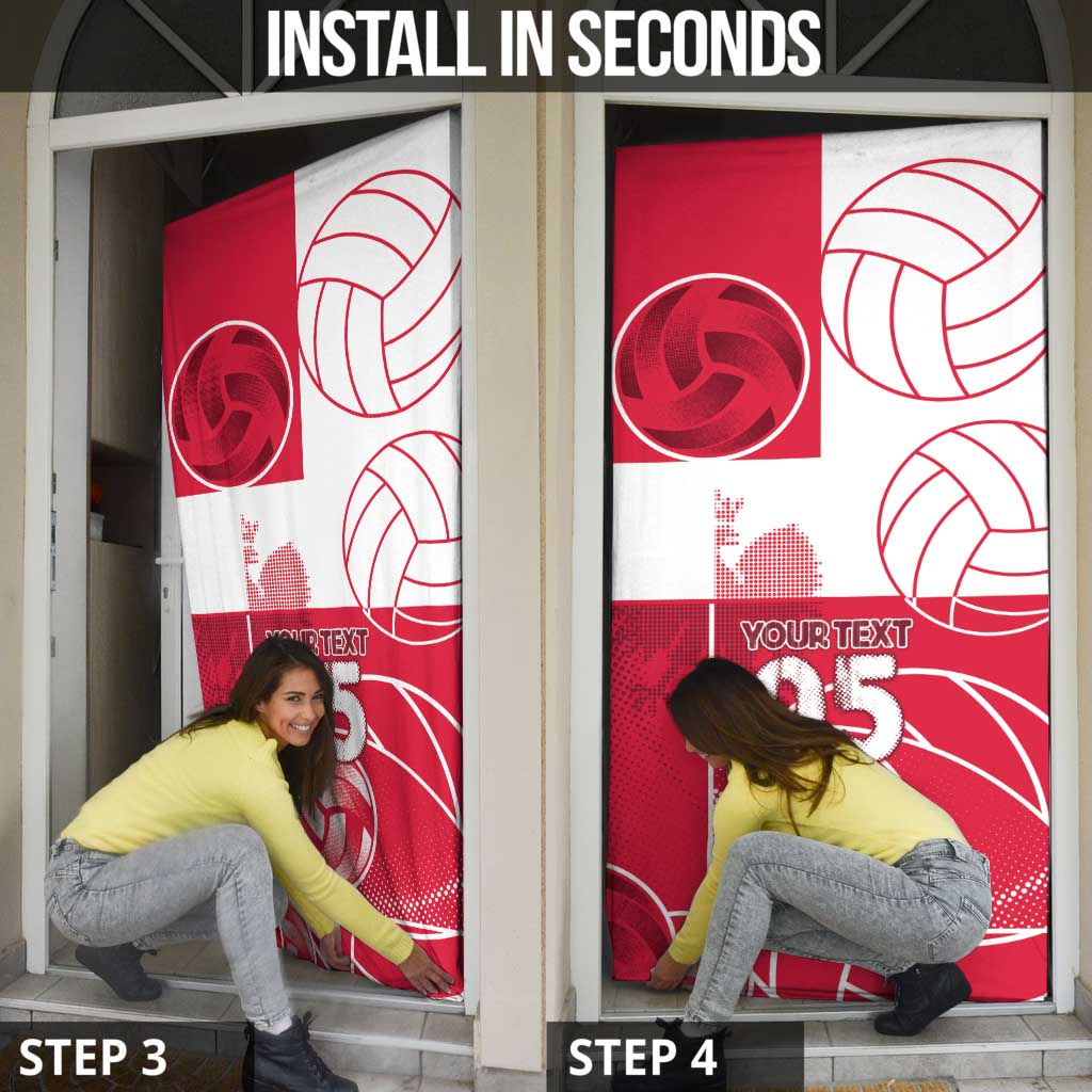 Custom Poland Volleyball Door Cover Halftone Dot Style