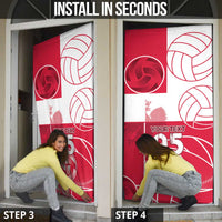 Custom Poland Volleyball Door Cover Halftone Dot Style