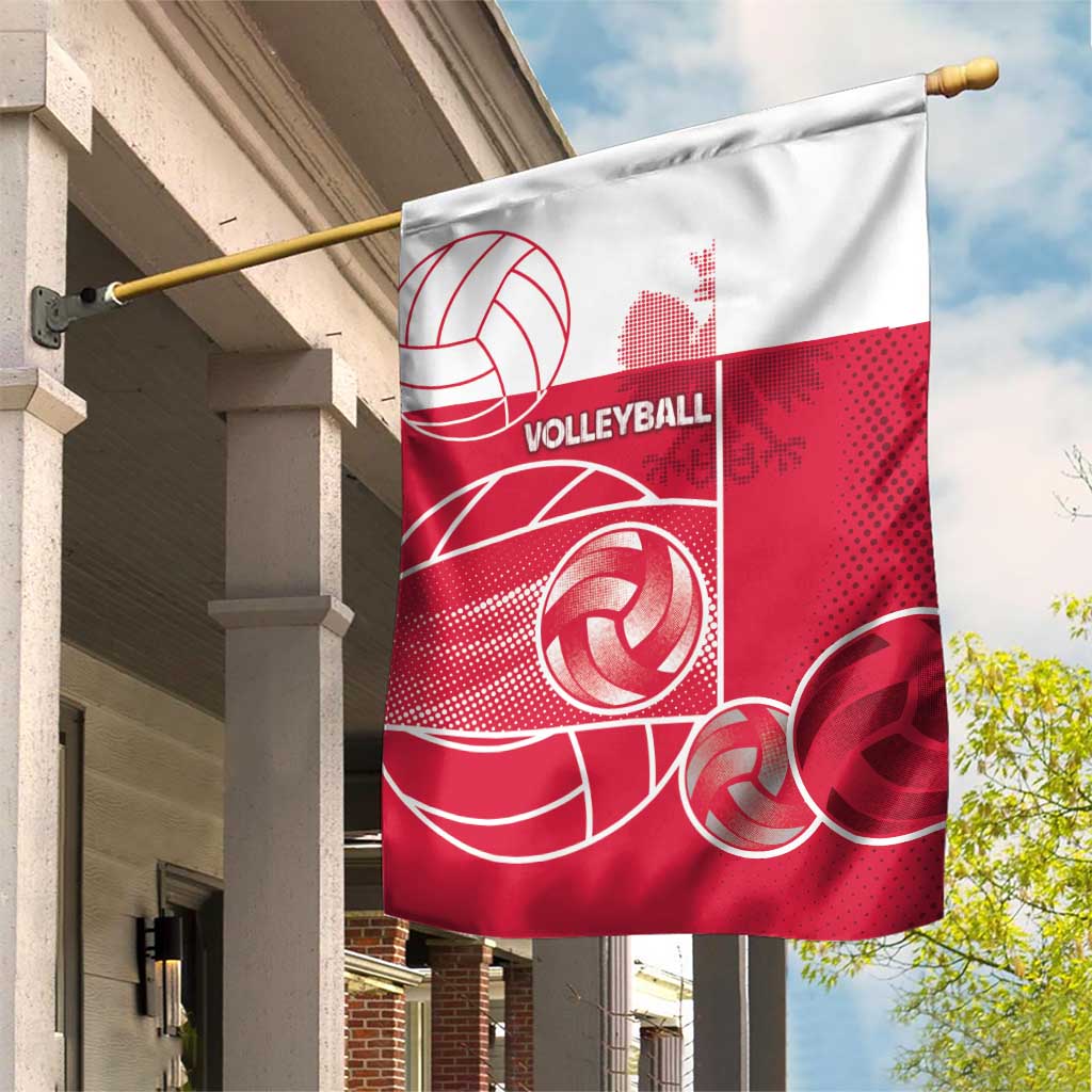 Poland Volleyball Garden Flag Halftone Dot Style
