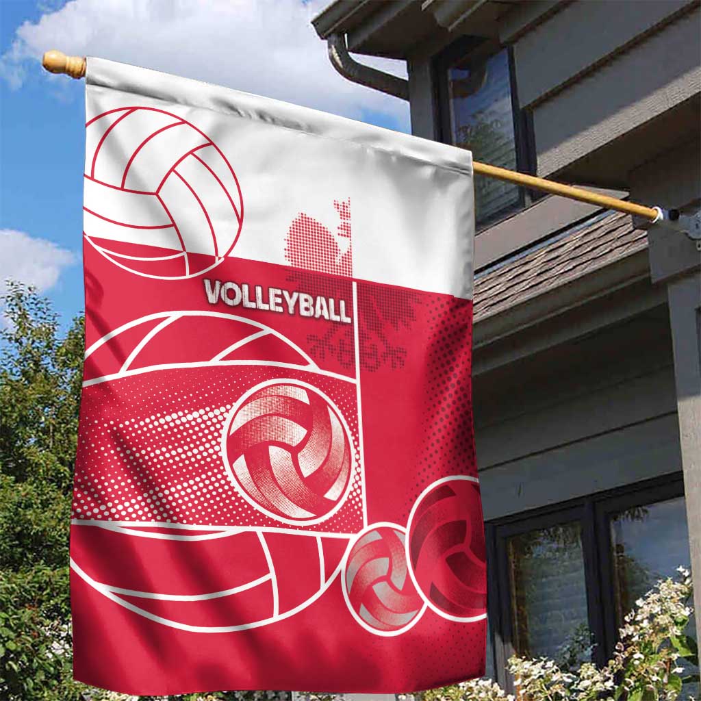 Poland Volleyball Garden Flag Halftone Dot Style