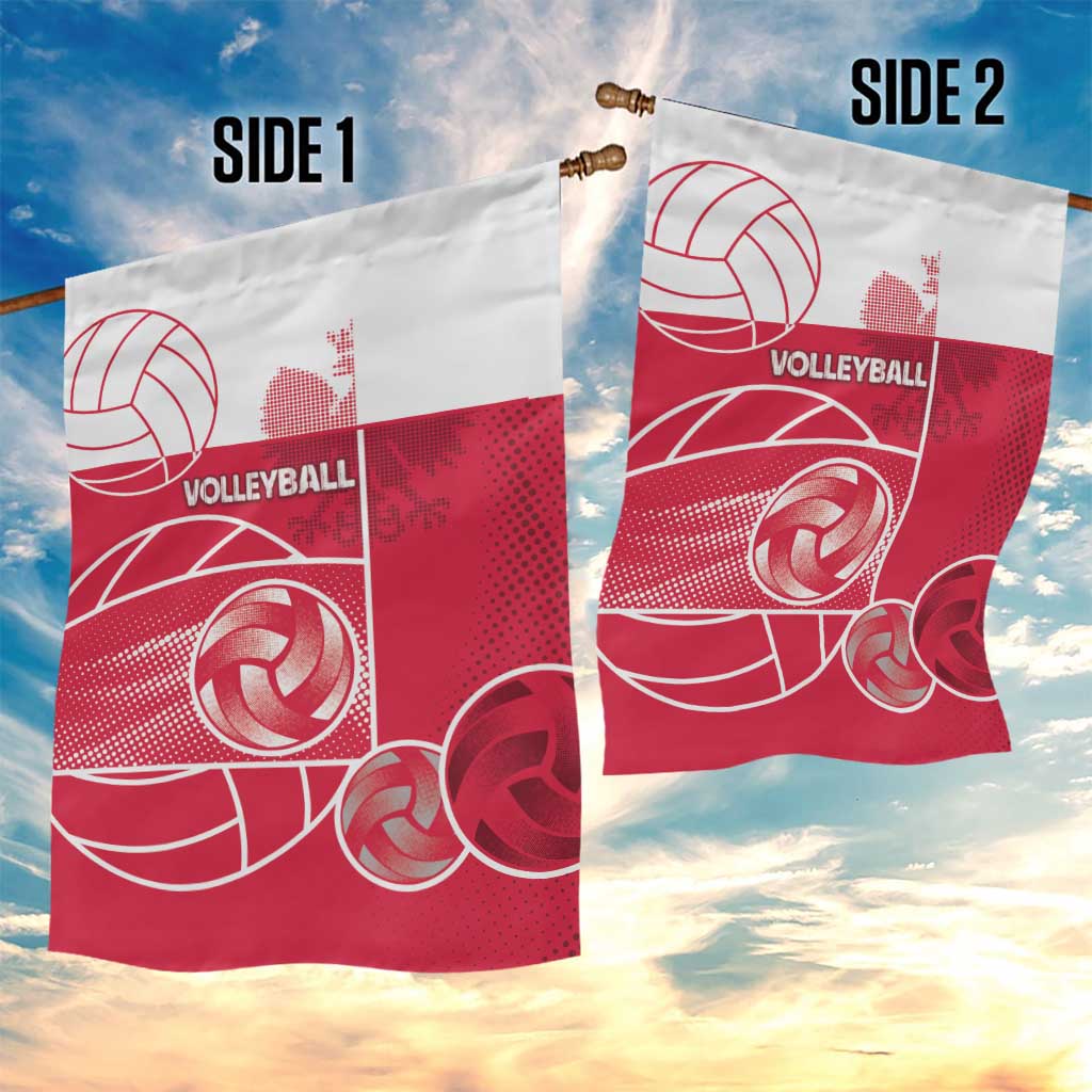 Poland Volleyball Garden Flag Halftone Dot Style
