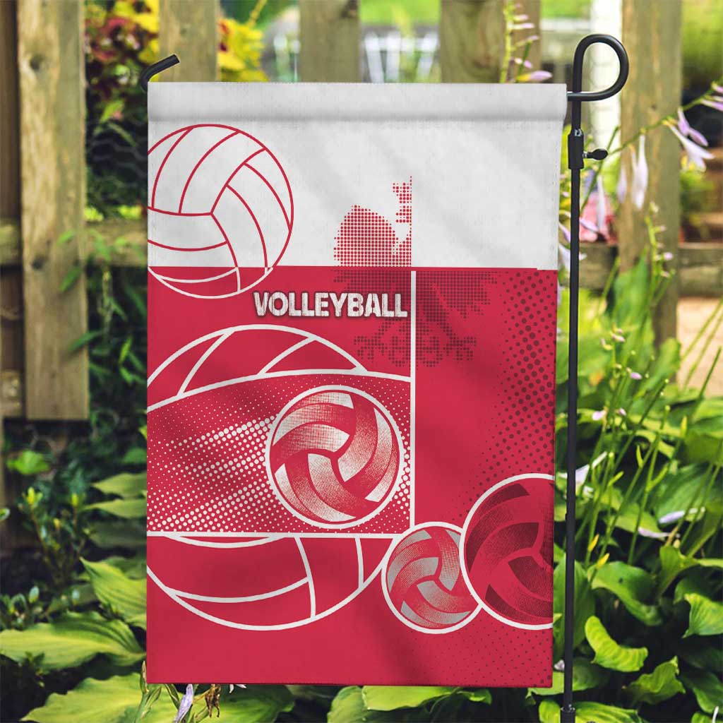 Poland Volleyball Garden Flag Halftone Dot Style
