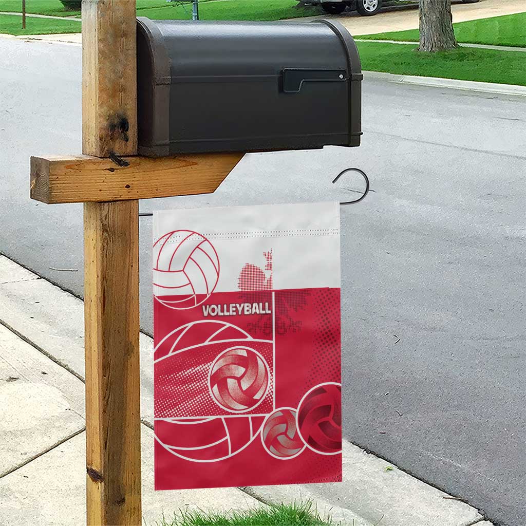 Poland Volleyball Garden Flag Halftone Dot Style