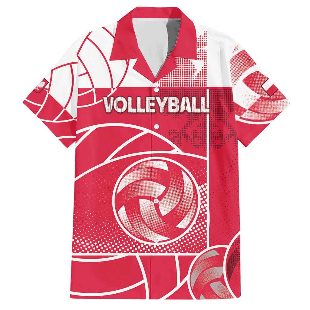 Custom Poland Volleyball Hawaiian Shirt Halftone Dot Style