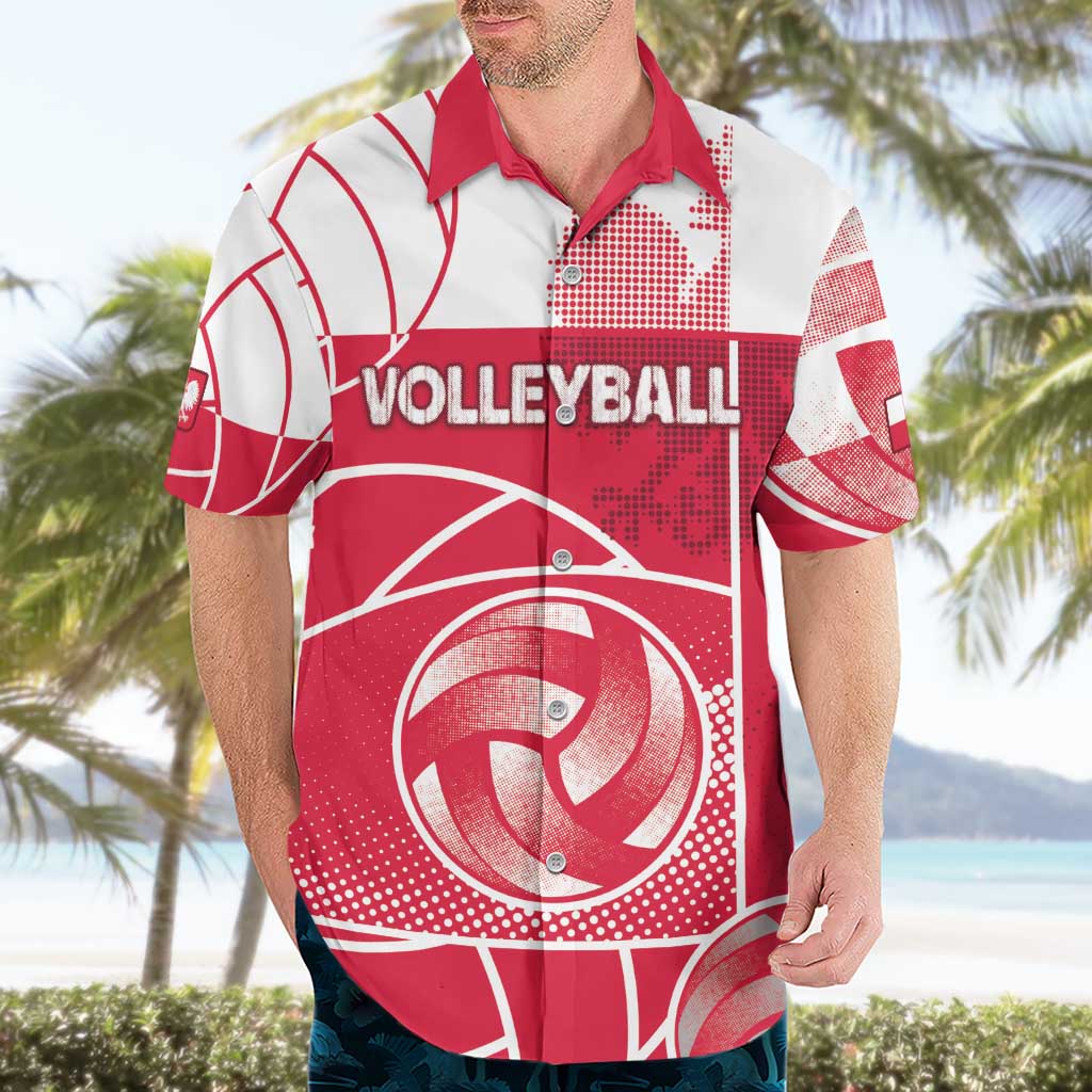 Custom Poland Volleyball Hawaiian Shirt Halftone Dot Style