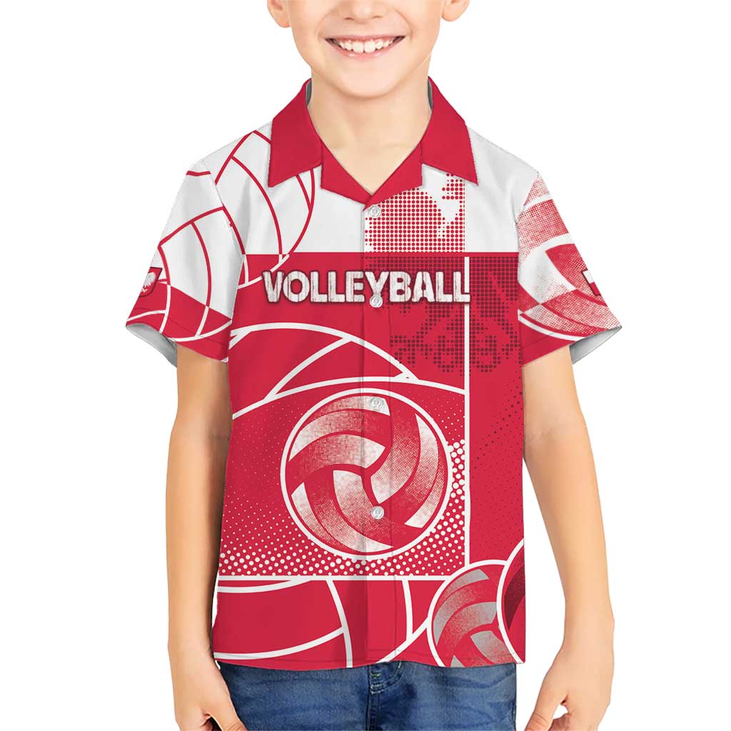 Custom Poland Volleyball Hawaiian Shirt Halftone Dot Style
