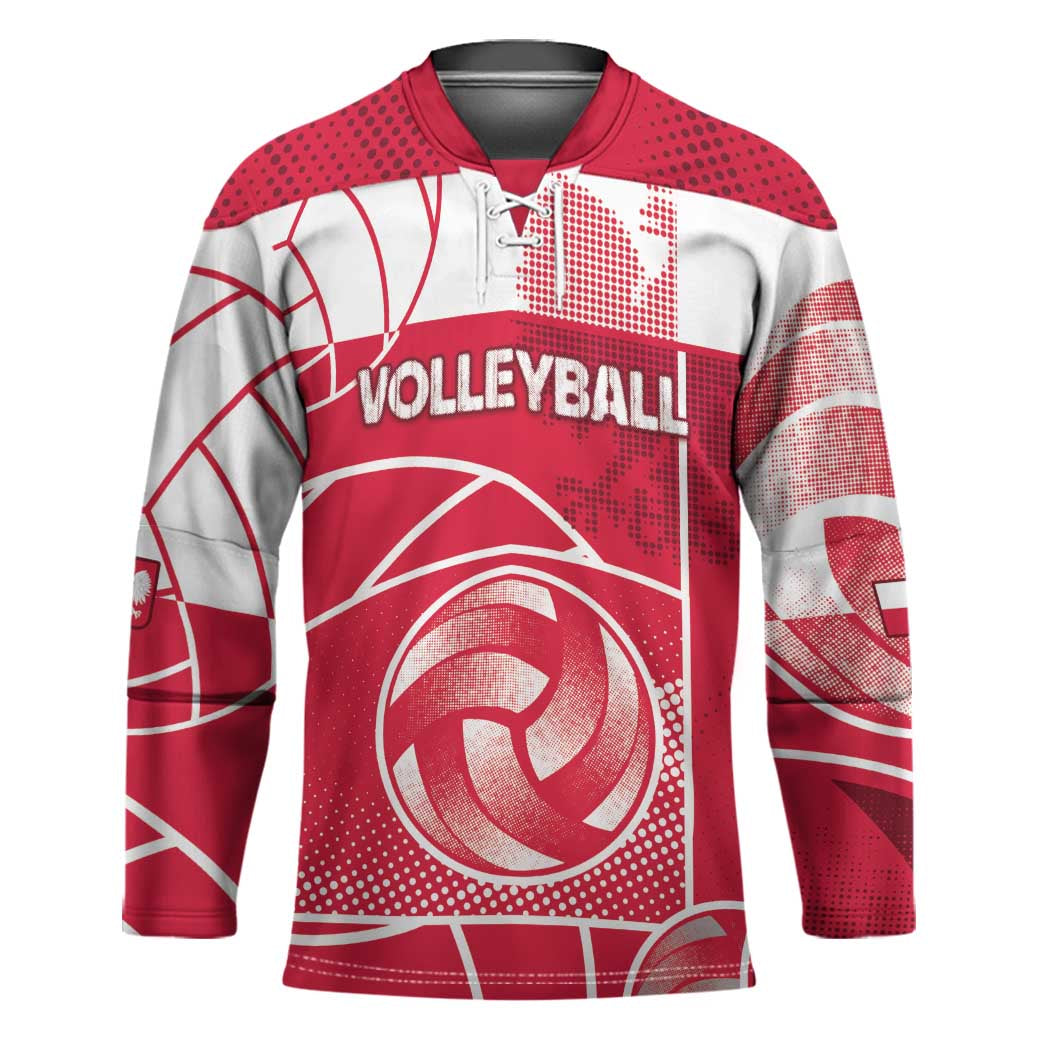 Custom Poland Volleyball Hockey Jersey Halftone Dot Style