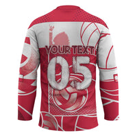 Custom Poland Volleyball Hockey Jersey Halftone Dot Style