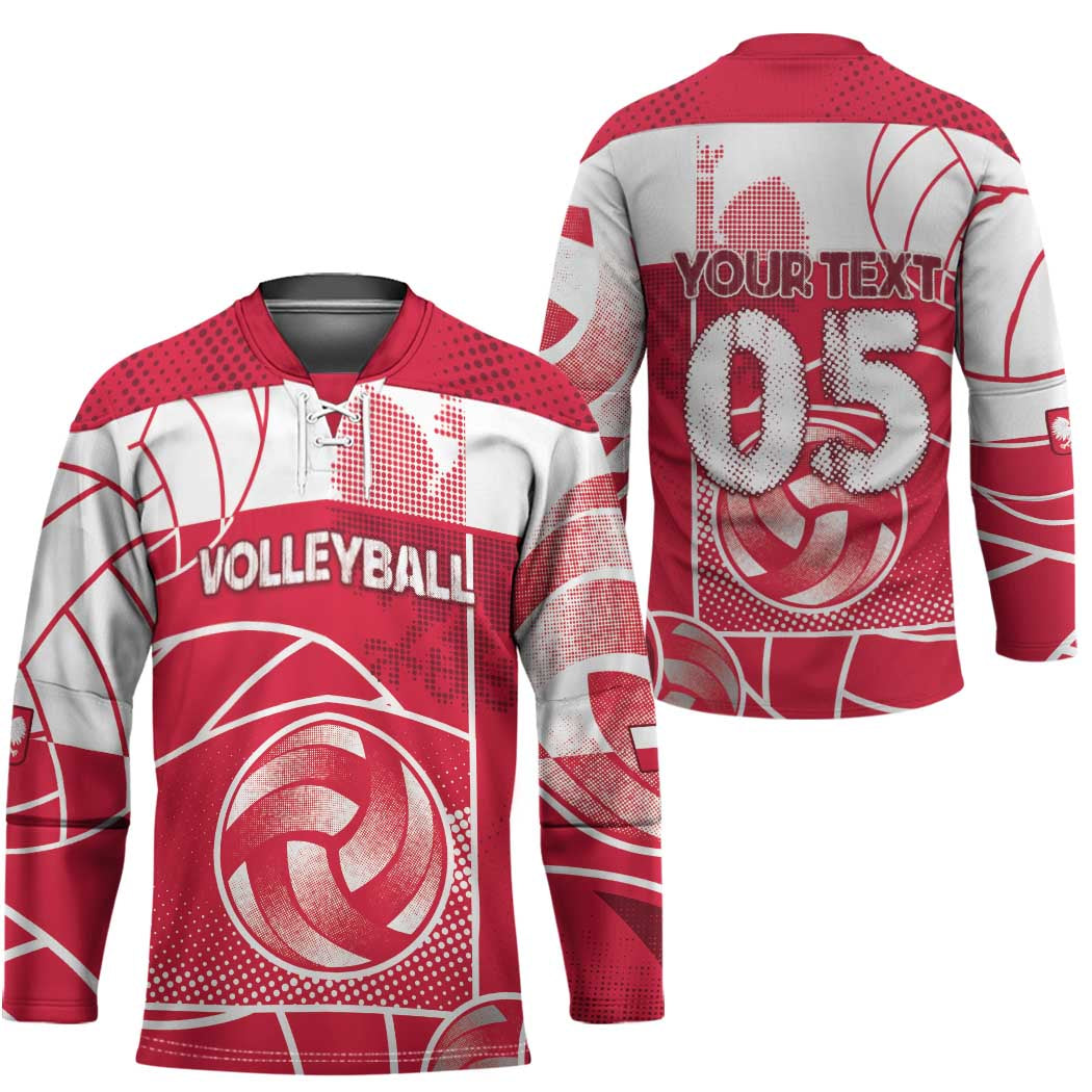 Custom Poland Volleyball Hockey Jersey Halftone Dot Style