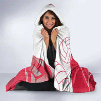 Poland Volleyball Hooded Blanket Halftone Dot Style