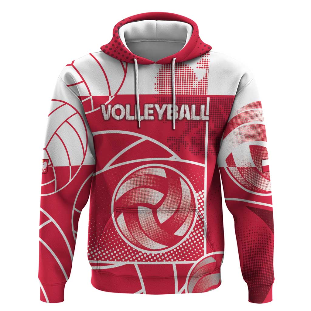 Custom Poland Volleyball Hoodie Halftone Dot Style