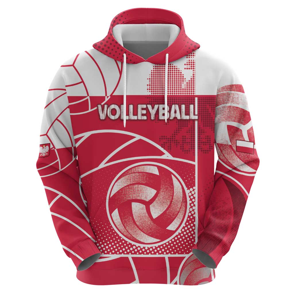 Custom Poland Volleyball Hoodie Halftone Dot Style