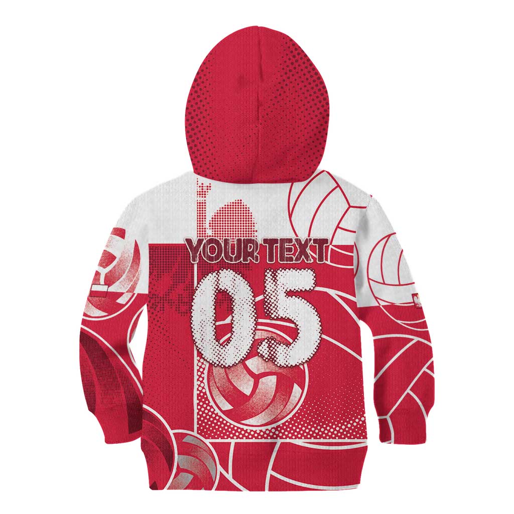 Custom Poland Volleyball Kid Hoodie Halftone Dot Style
