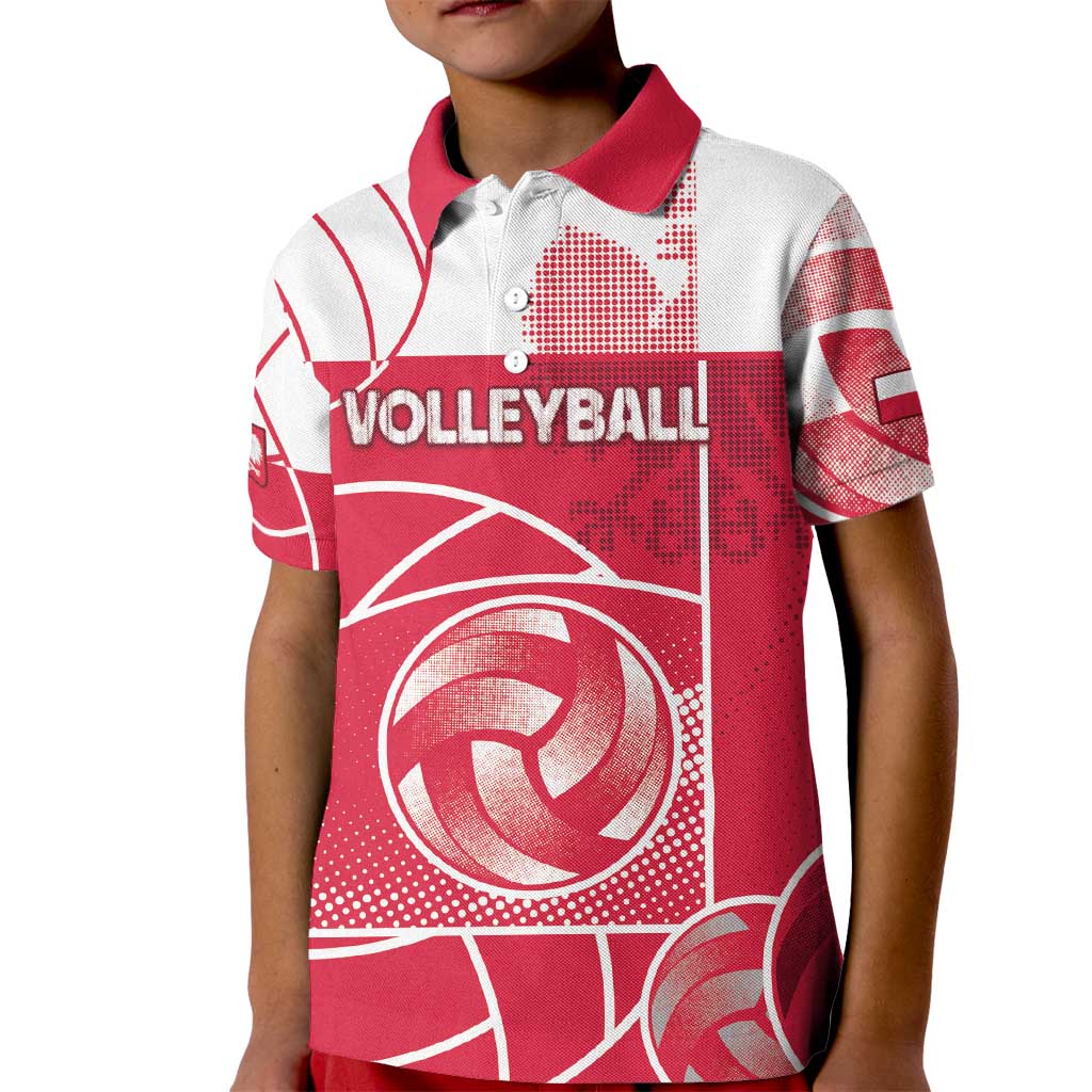 Custom Poland Volleyball Kid Polo Shirt Halftone Dot Style
