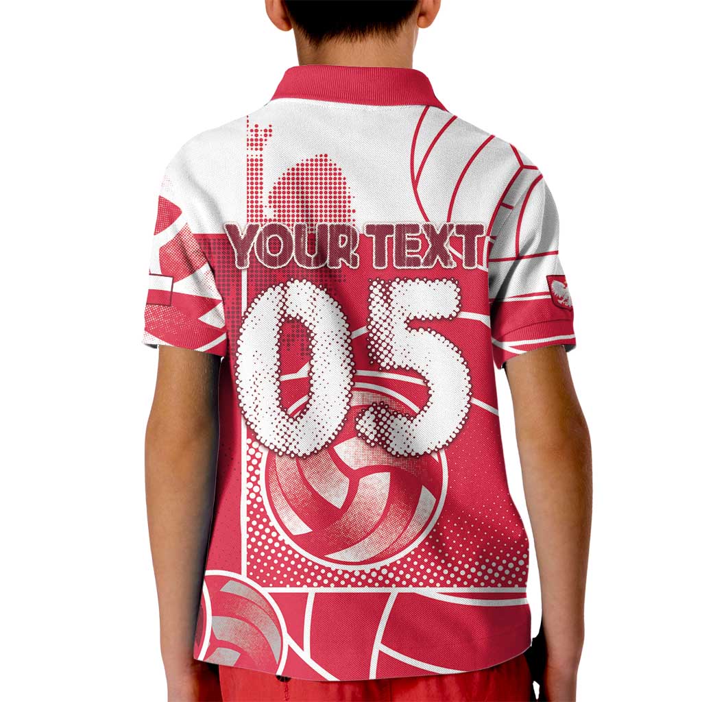 Custom Poland Volleyball Kid Polo Shirt Halftone Dot Style