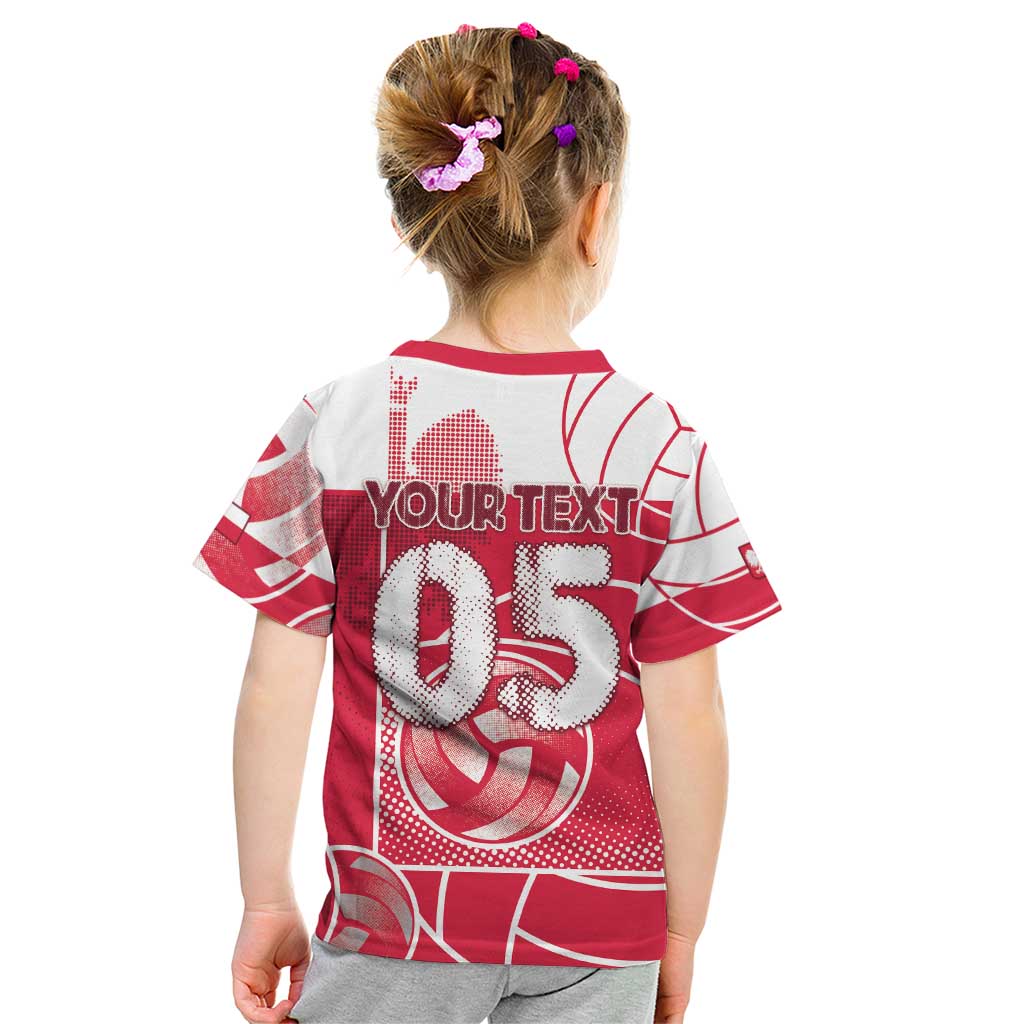 Custom Poland Volleyball Kid T Shirt Halftone Dot Style