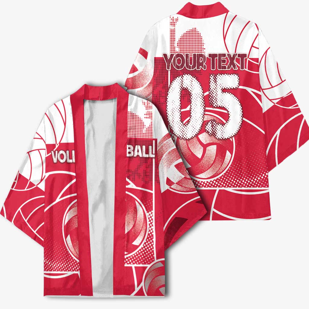 Custom Poland Volleyball Kimono Halftone Dot Style