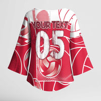 Custom Poland Volleyball Kimono Sleeve Blouse Halftone Dot Style