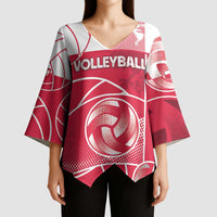 Custom Poland Volleyball Kimono Sleeve Blouse Halftone Dot Style