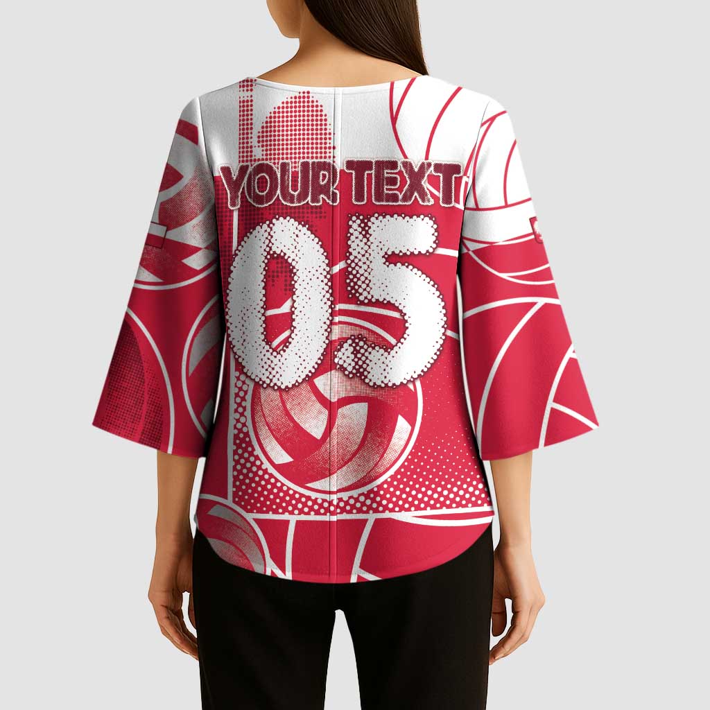 Custom Poland Volleyball Kimono Sleeve Blouse Halftone Dot Style