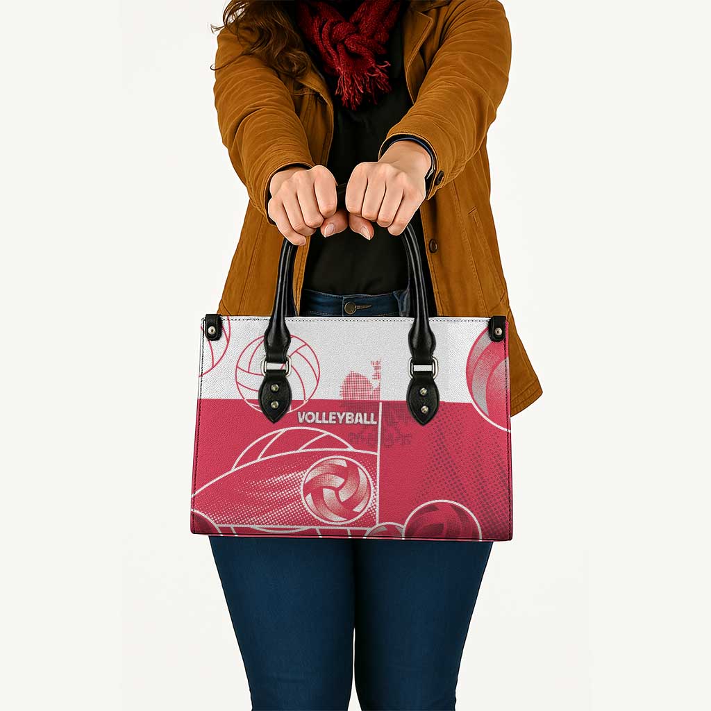 Poland Volleyball Leather Bag Halftone Dot Style