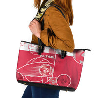 Poland Volleyball Leather Tote Bag Halftone Dot Style