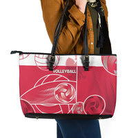 Poland Volleyball Leather Tote Bag Halftone Dot Style