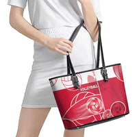 Poland Volleyball Leather Tote Bag Halftone Dot Style