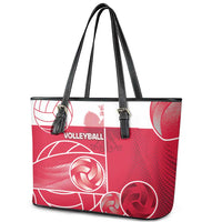 Poland Volleyball Leather Tote Bag Halftone Dot Style