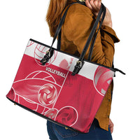 Poland Volleyball Leather Tote Bag Halftone Dot Style
