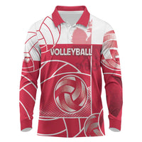 Custom Poland Volleyball Long Sleeve Polo Shirt Halftone Dot Style