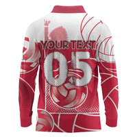 Custom Poland Volleyball Long Sleeve Polo Shirt Halftone Dot Style