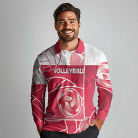 Custom Poland Volleyball Long Sleeve Polo Shirt Halftone Dot Style