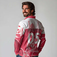 Custom Poland Volleyball Long Sleeve Polo Shirt Halftone Dot Style