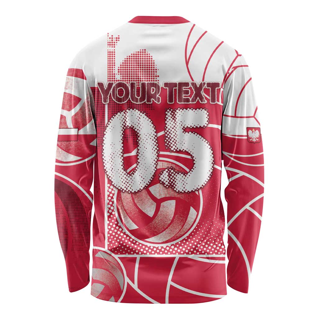 Custom Poland Volleyball Long Sleeve Shirt Halftone Dot Style