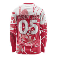Custom Poland Volleyball Long Sleeve Shirt Halftone Dot Style