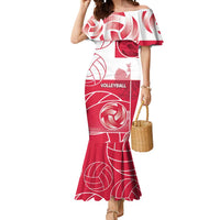 Custom Poland Volleyball Mermaid Dress Halftone Dot Style