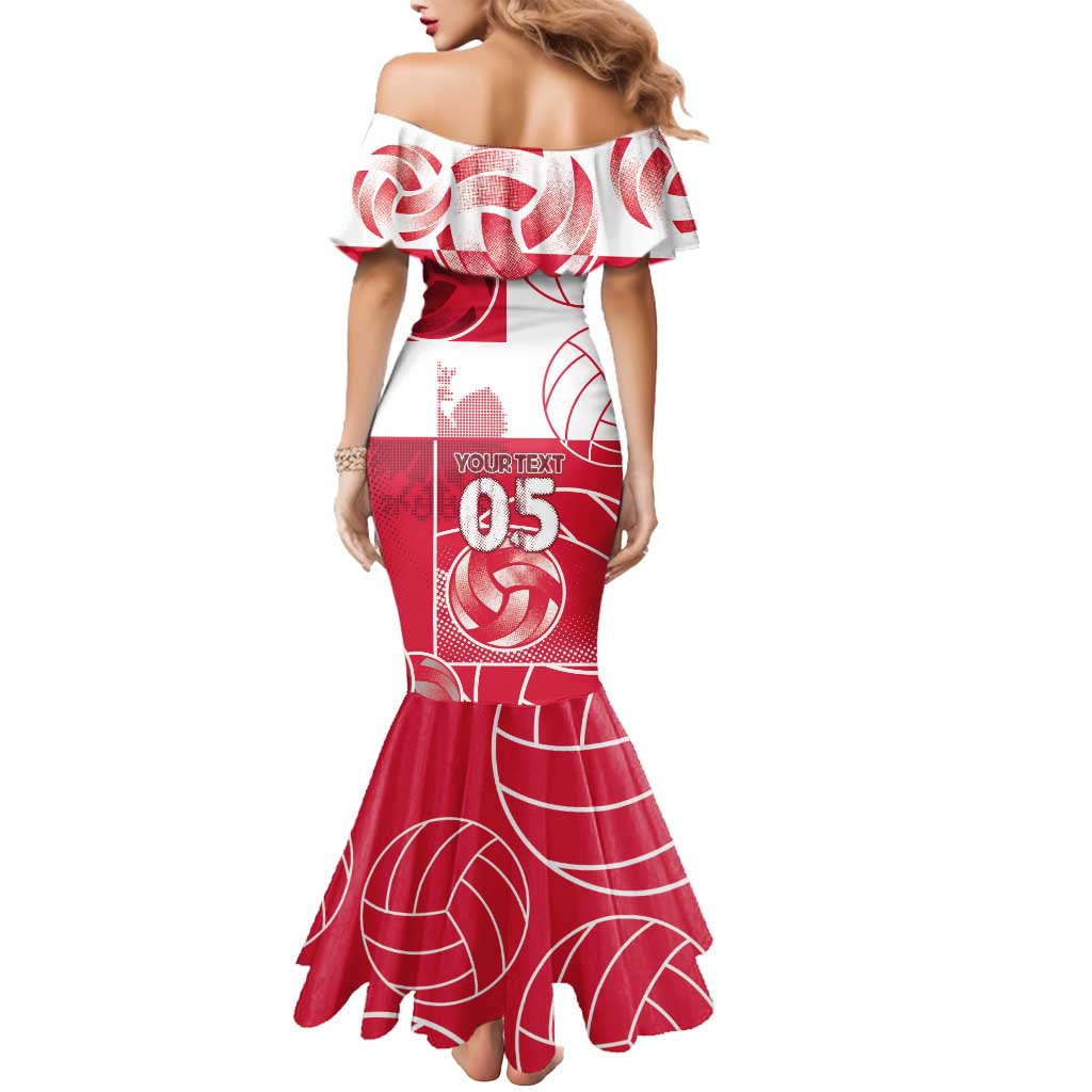 Custom Poland Volleyball Mermaid Dress Halftone Dot Style