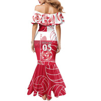 Custom Poland Volleyball Mermaid Dress Halftone Dot Style