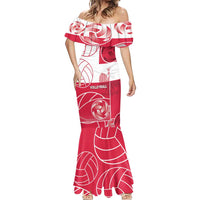 Custom Poland Volleyball Mermaid Dress Halftone Dot Style