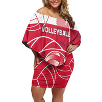 Custom Poland Volleyball Off Shoulder Short Dress Halftone Dot Style