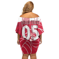 Custom Poland Volleyball Off Shoulder Short Dress Halftone Dot Style