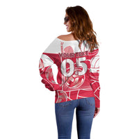 Custom Poland Volleyball Off Shoulder Sweater Halftone Dot Style
